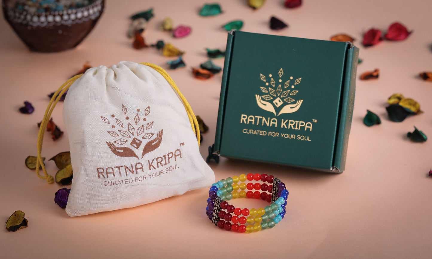 Ratnakripa 7 Chakra Tree of Life Elastic Bracelet