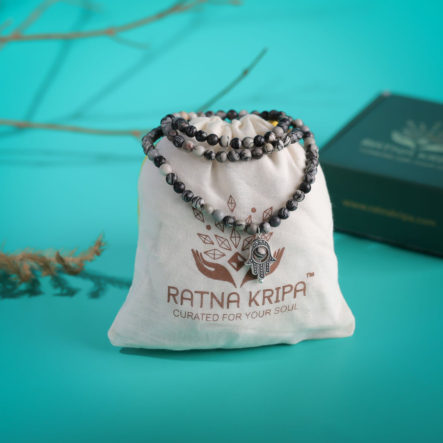 Black Web Jasper 108 Beads Mala - Stone for Detox