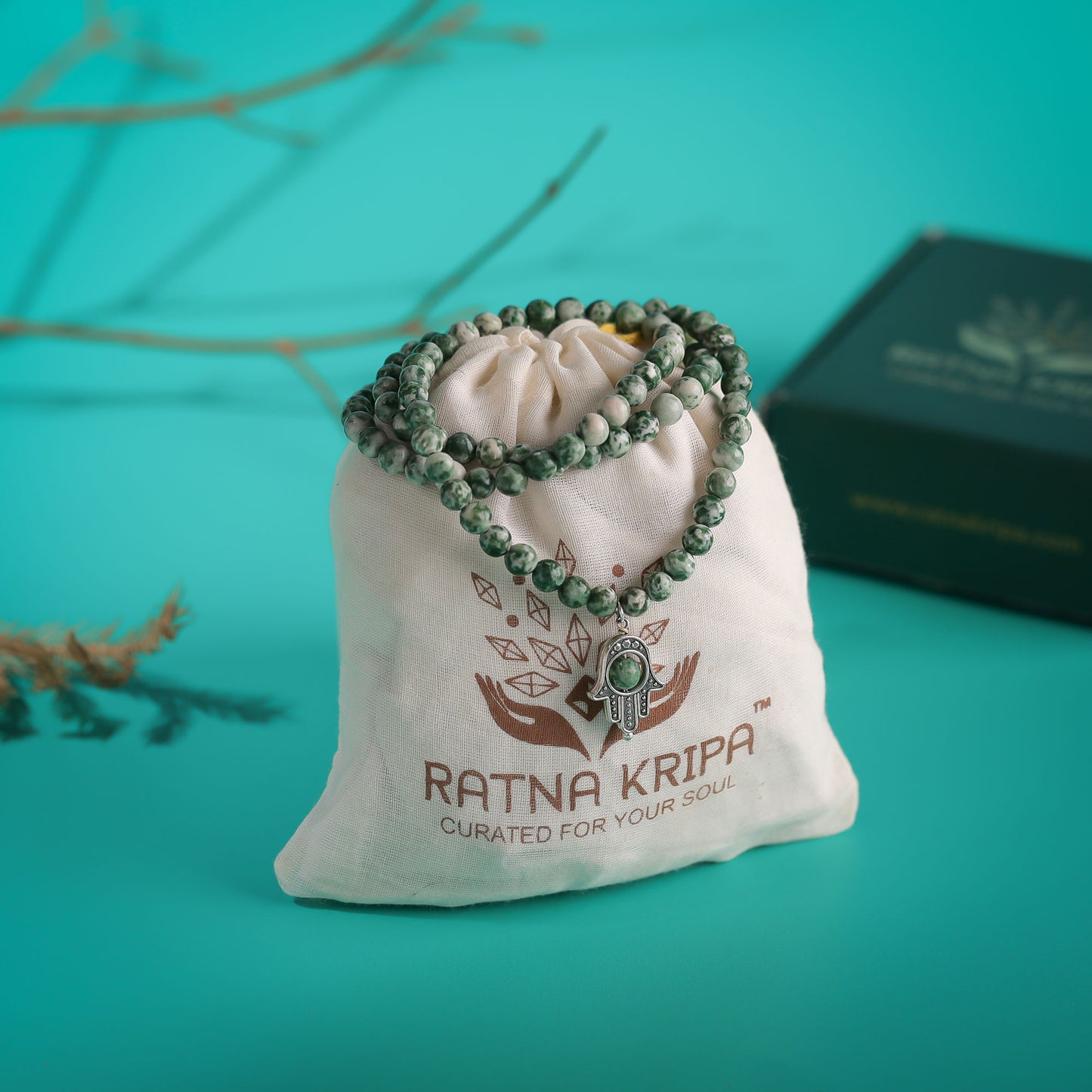 Green Tree Agate Japmala
