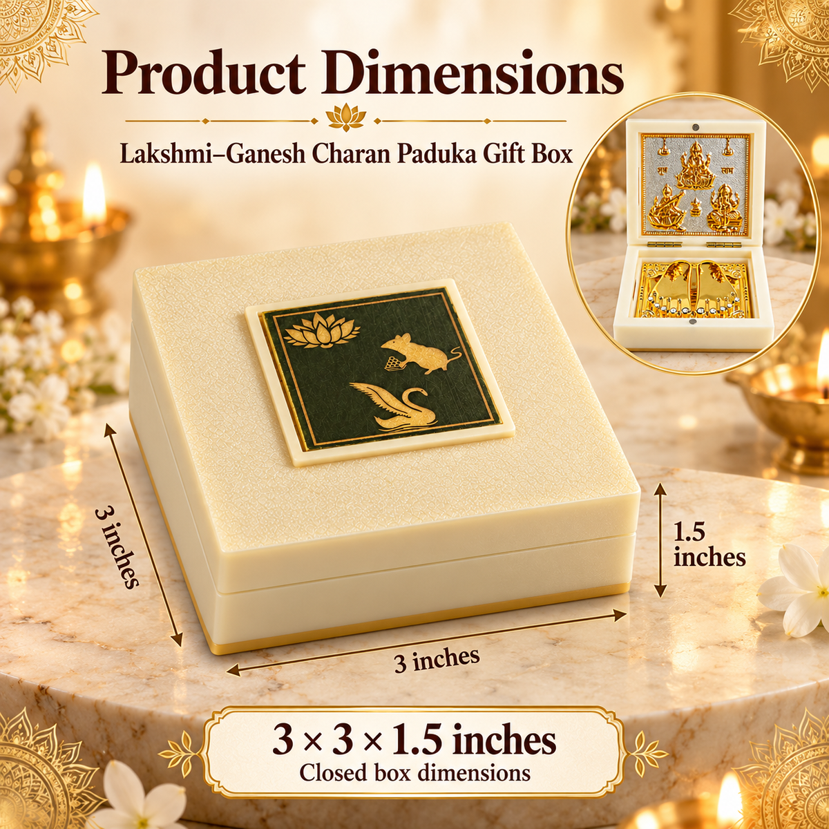 Lakshmi–Ganesh Charan Paduka Gift Box – For Prosperity, Good Fortune & Divine Blessings