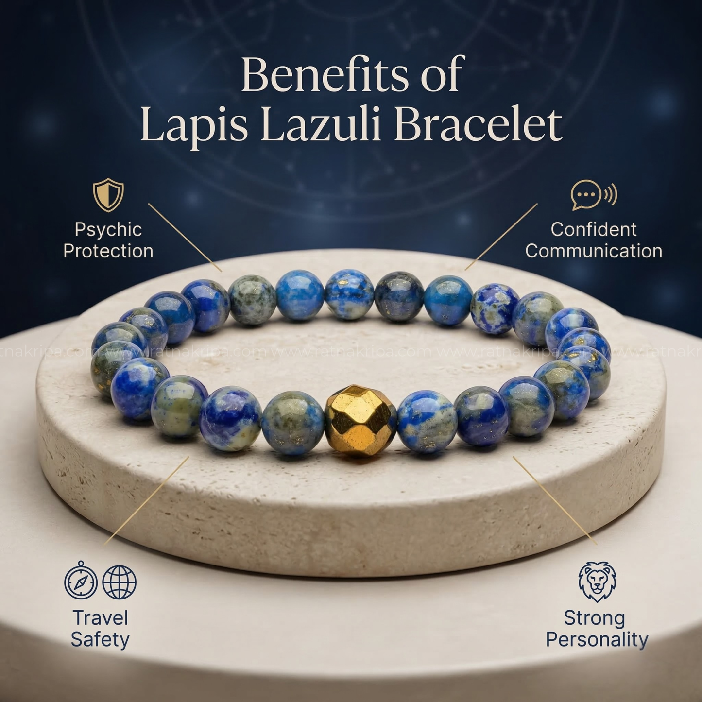Lapis Lazuli Bracelet -  For Communication and Confidence