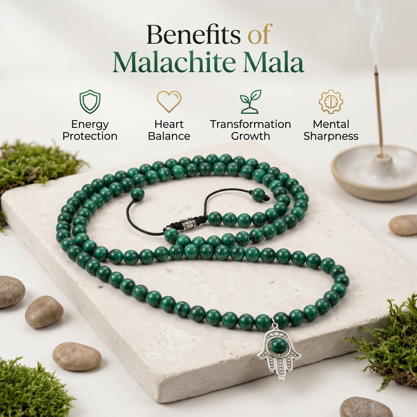 Malachite Mala 108 Beads - Stone of Transformation