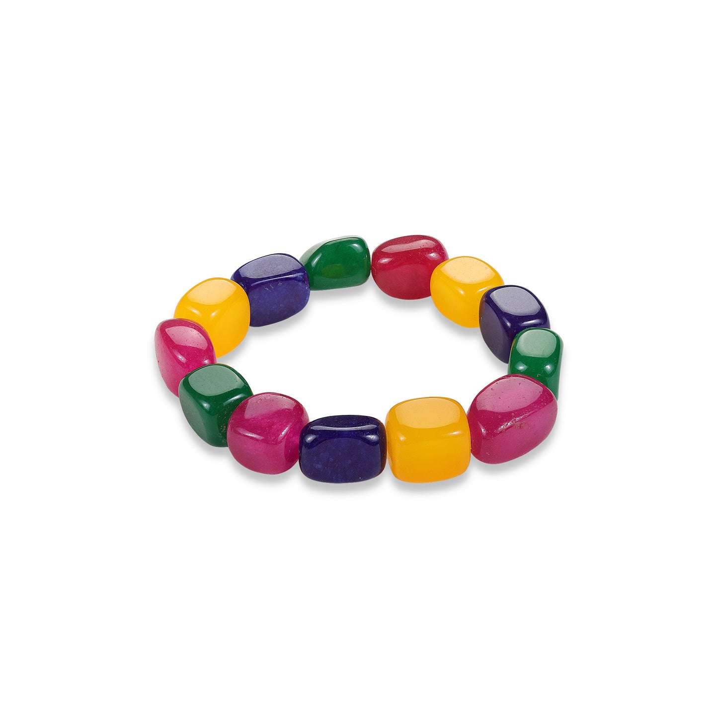 Multi Agate Elastic Bracelet