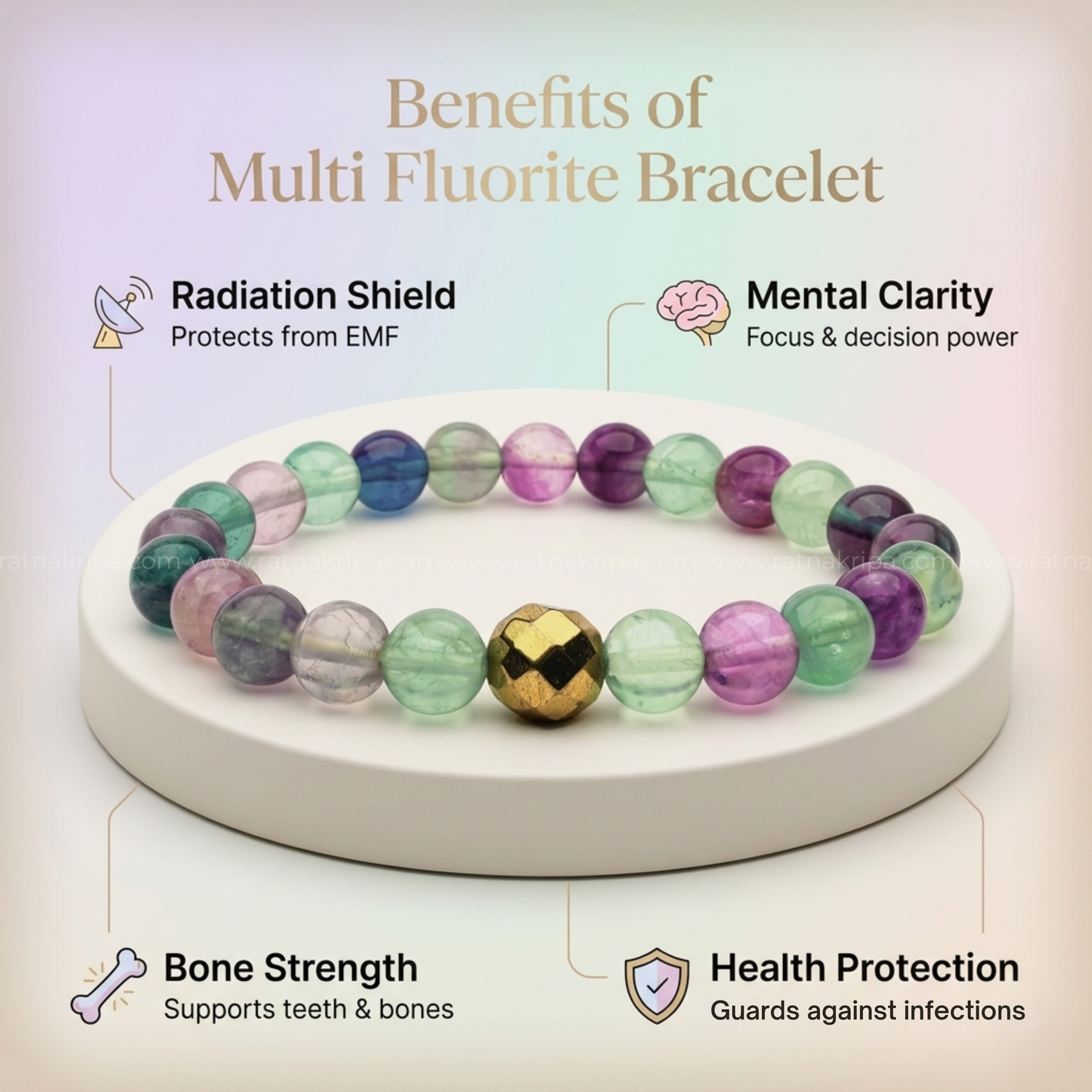 Multi Flourite Bracelet - For Focus and Mental Clarity