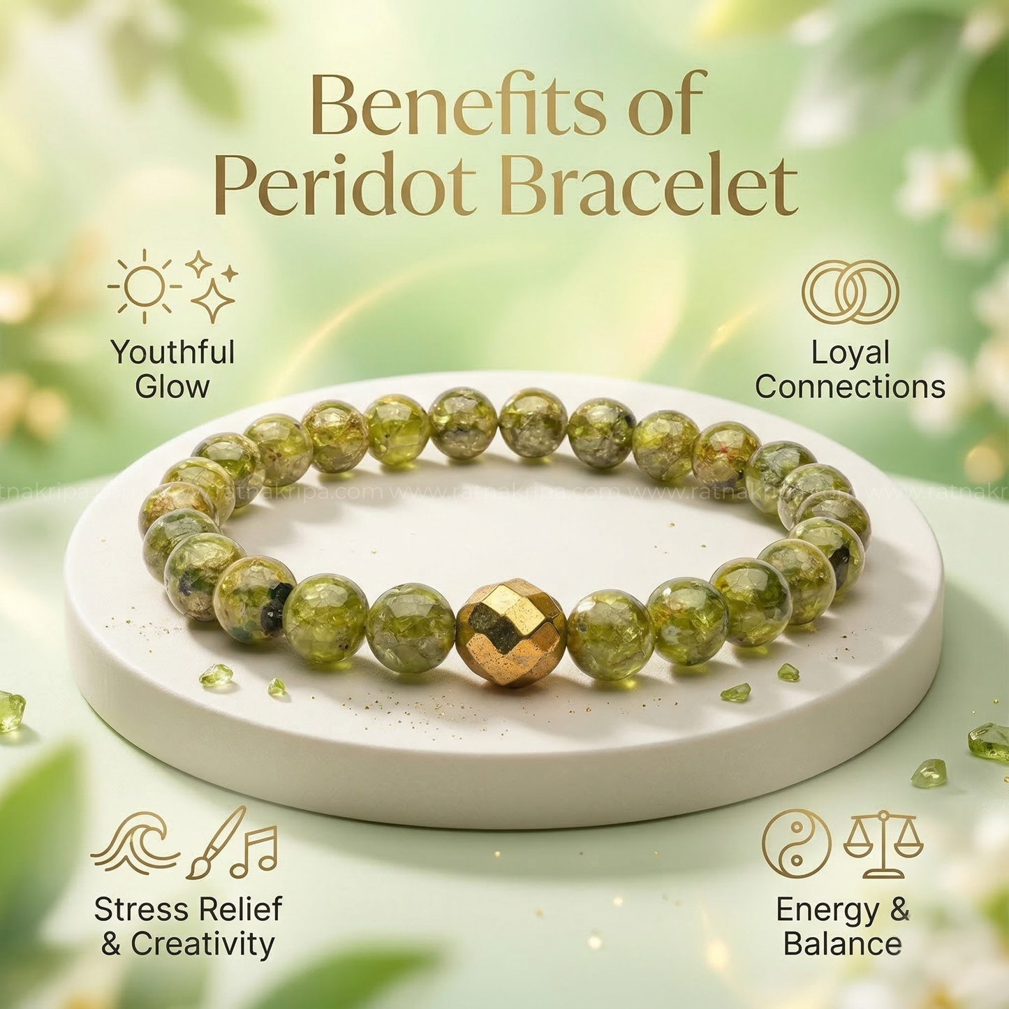 Peridot Bracelet - For Mental Focus and Energy Boost