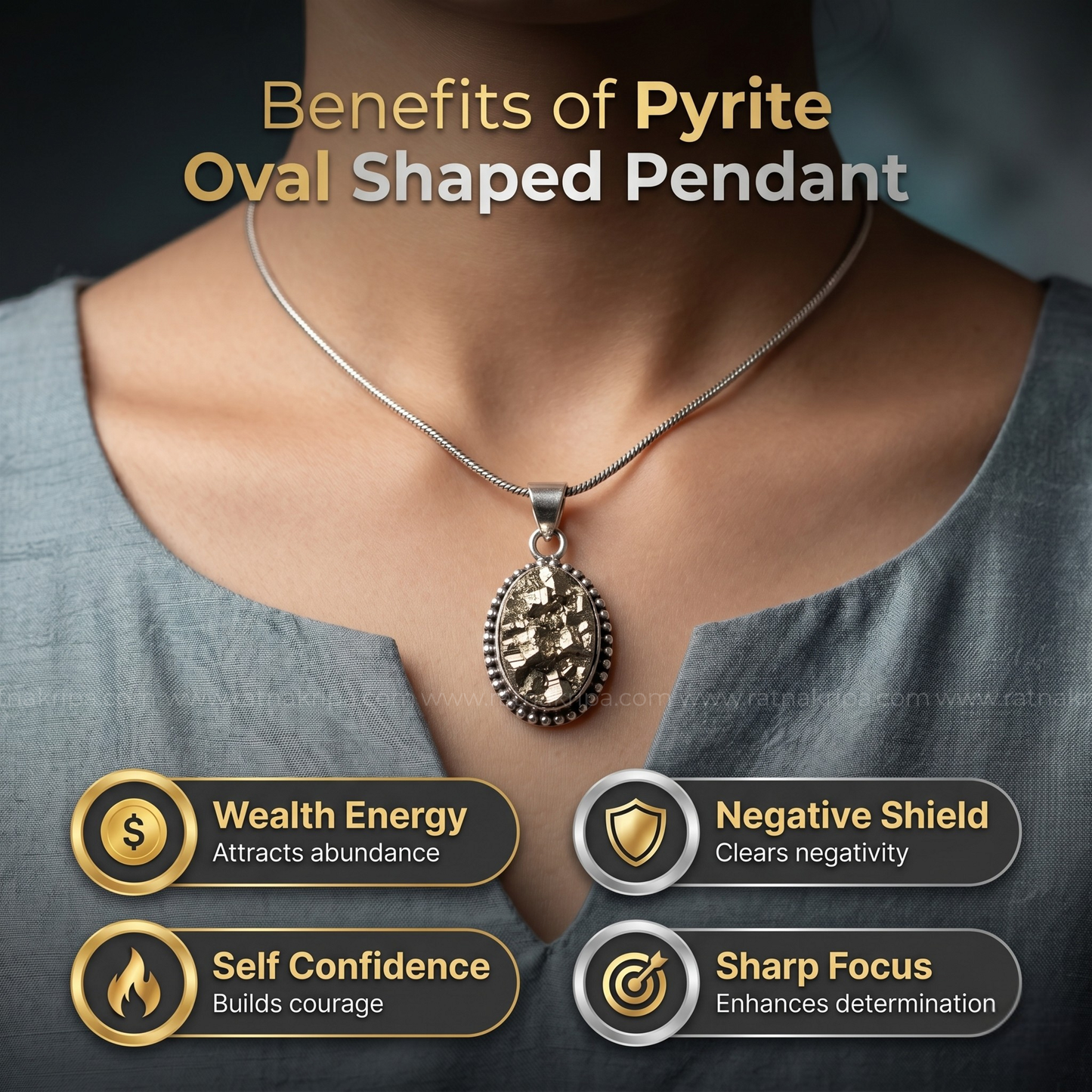 Pyrite Oval Shaped Pendant