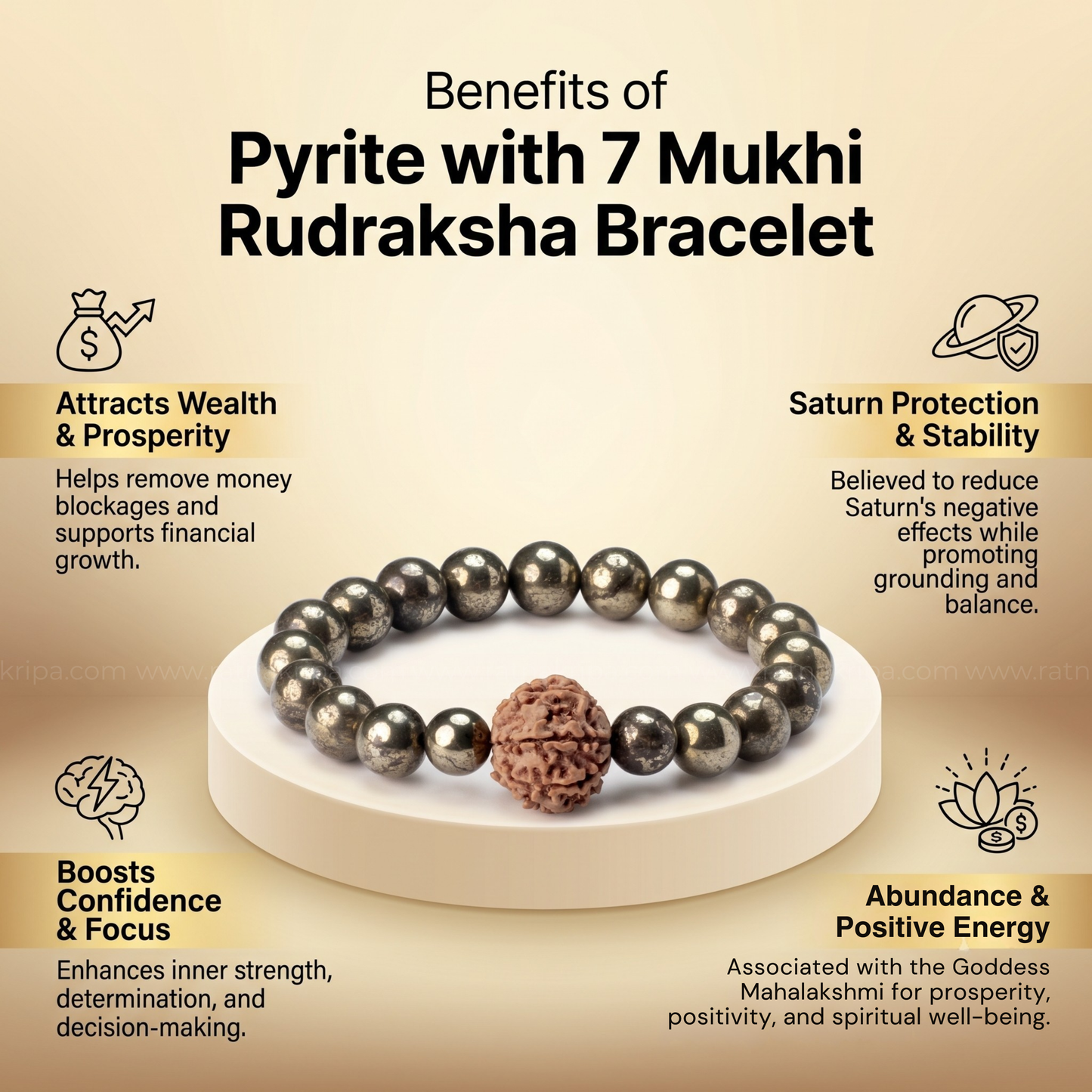 Pyrite with 7 Mukhi Bracelet