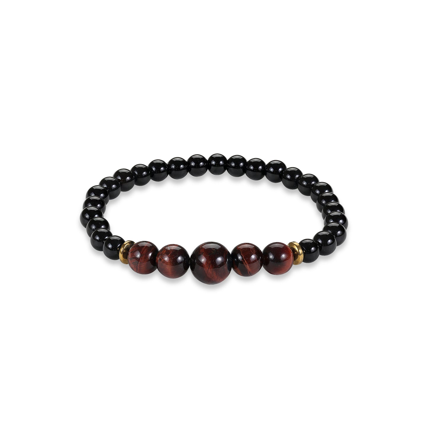 Red Tiger Eye - Black Tourmaline Elastic Bracelet