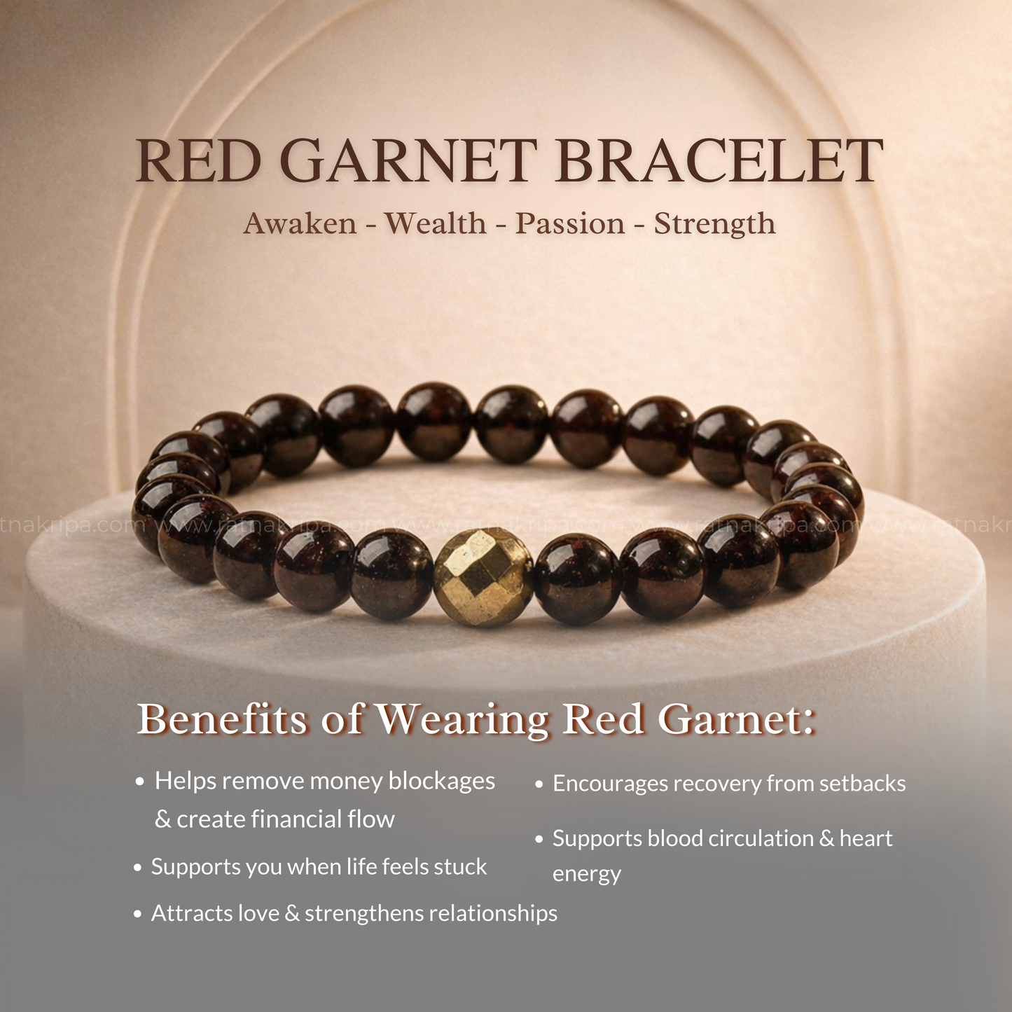 Red Garnet Bracelet -  For Success and Confidence