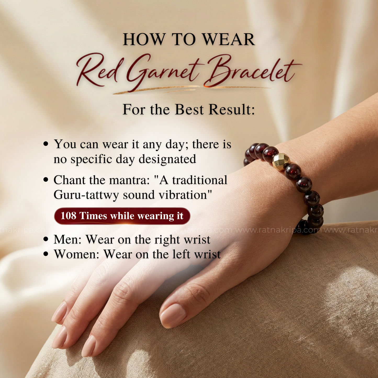 Red Garnet Bracelet -  For Success and Confidence