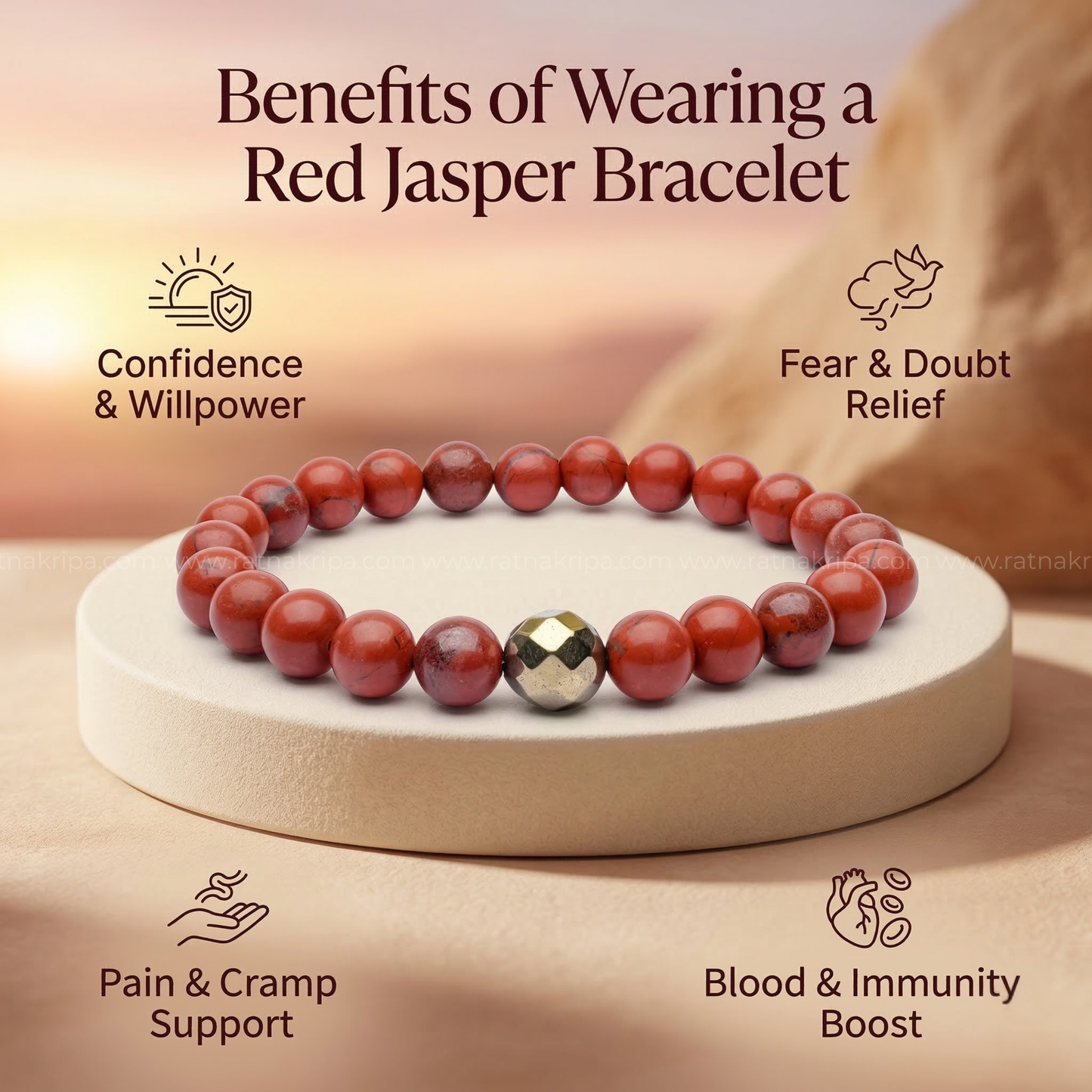 Red Jasper Bracelet -  For Courage and Bold Decisions