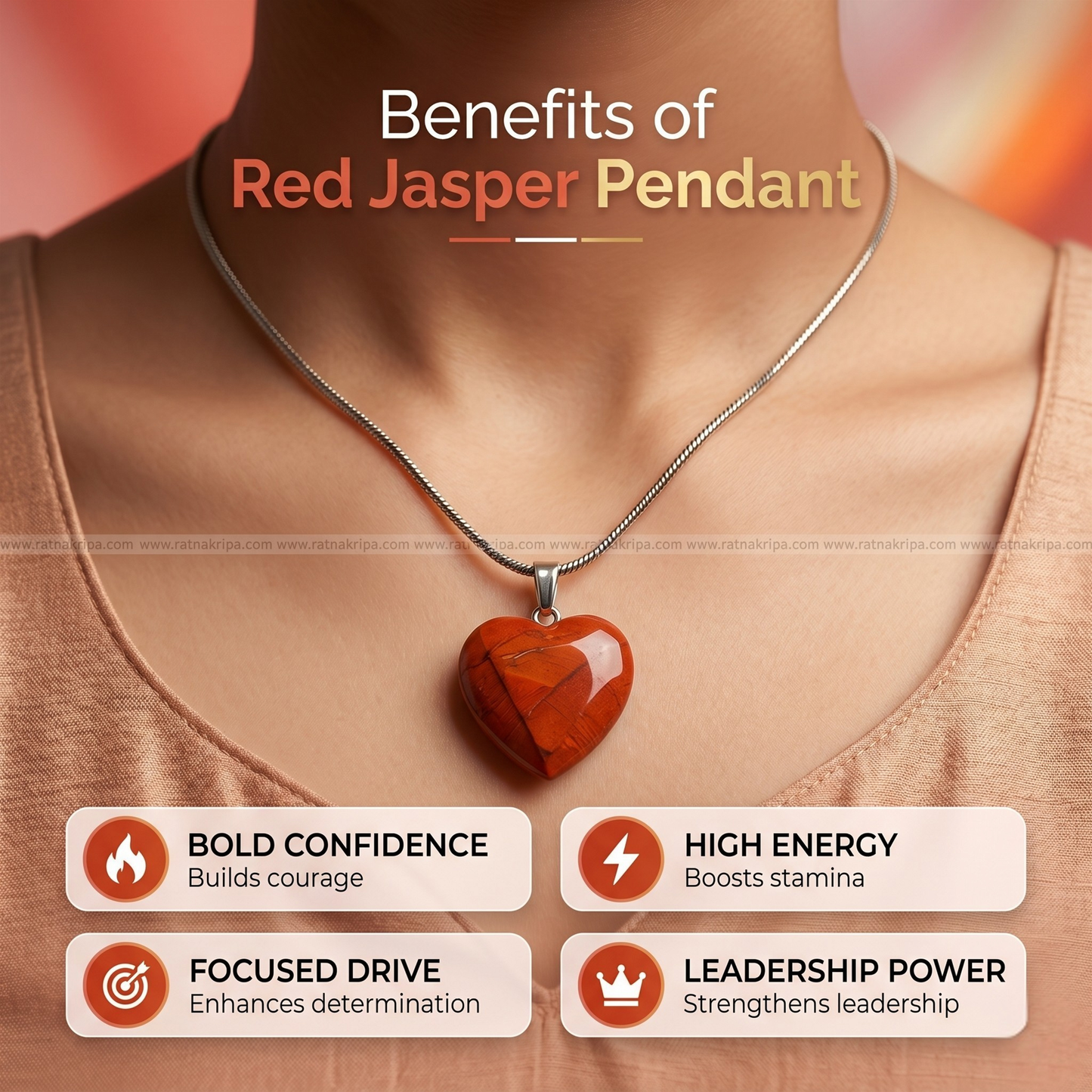 Red Jasper Pendant - Heart Shape