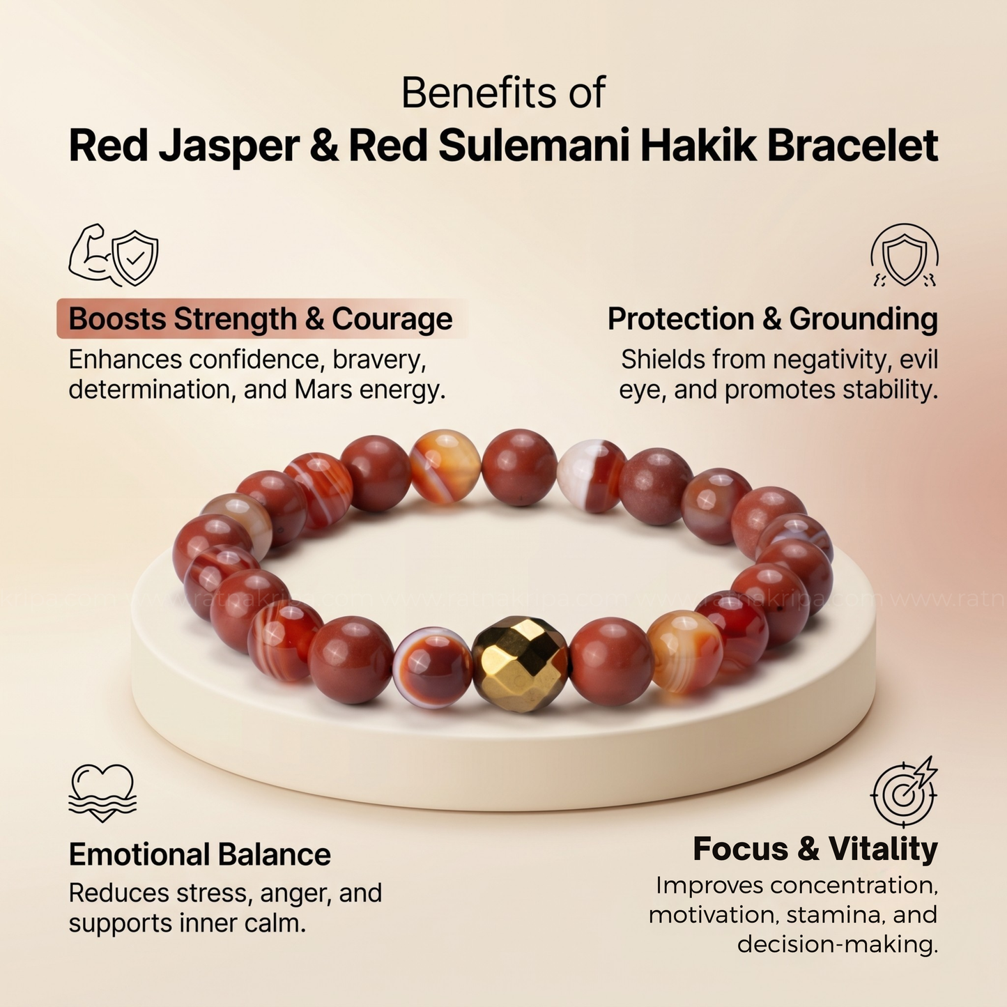 Red Jasper and Red Sulemani Hakik Bracelet