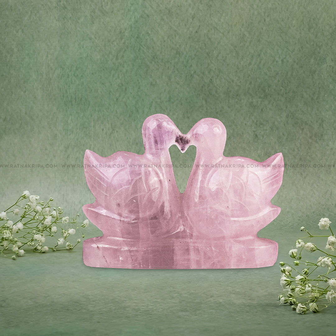 Rose Quartz Mandarin Duck - 131gm