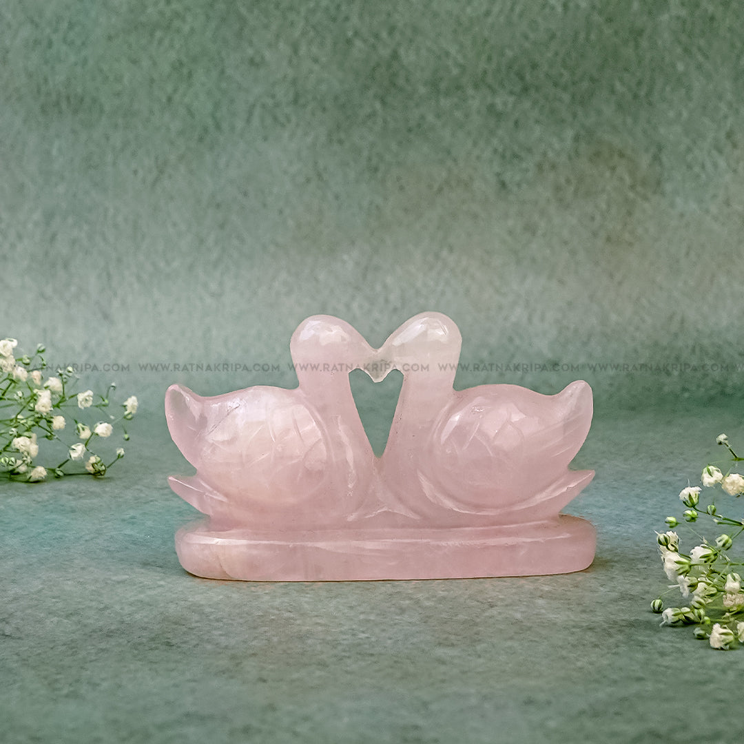 Rose Quartz Mandarin Duck - 132gm