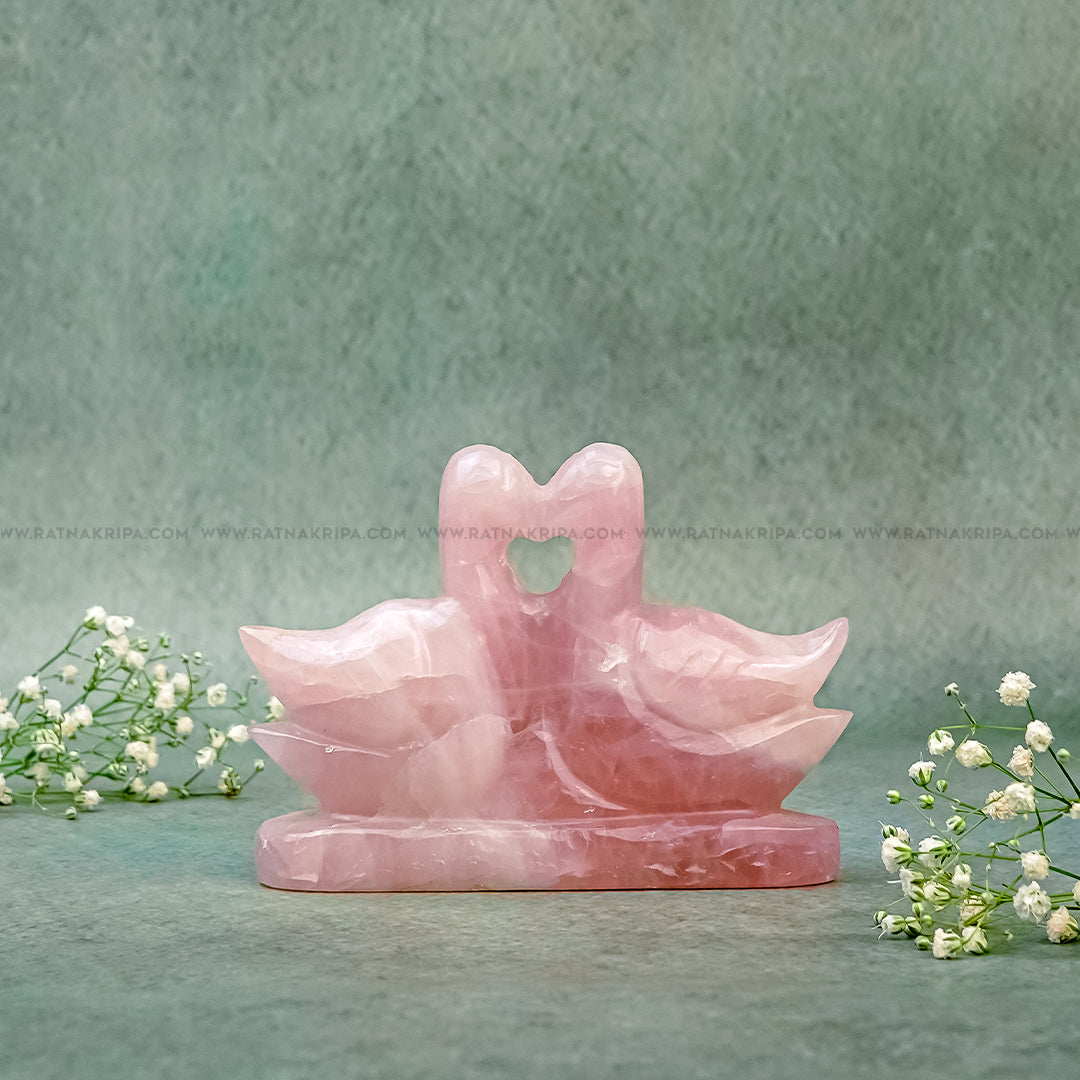 Rose Quartz Mandarin Duck - 209gm