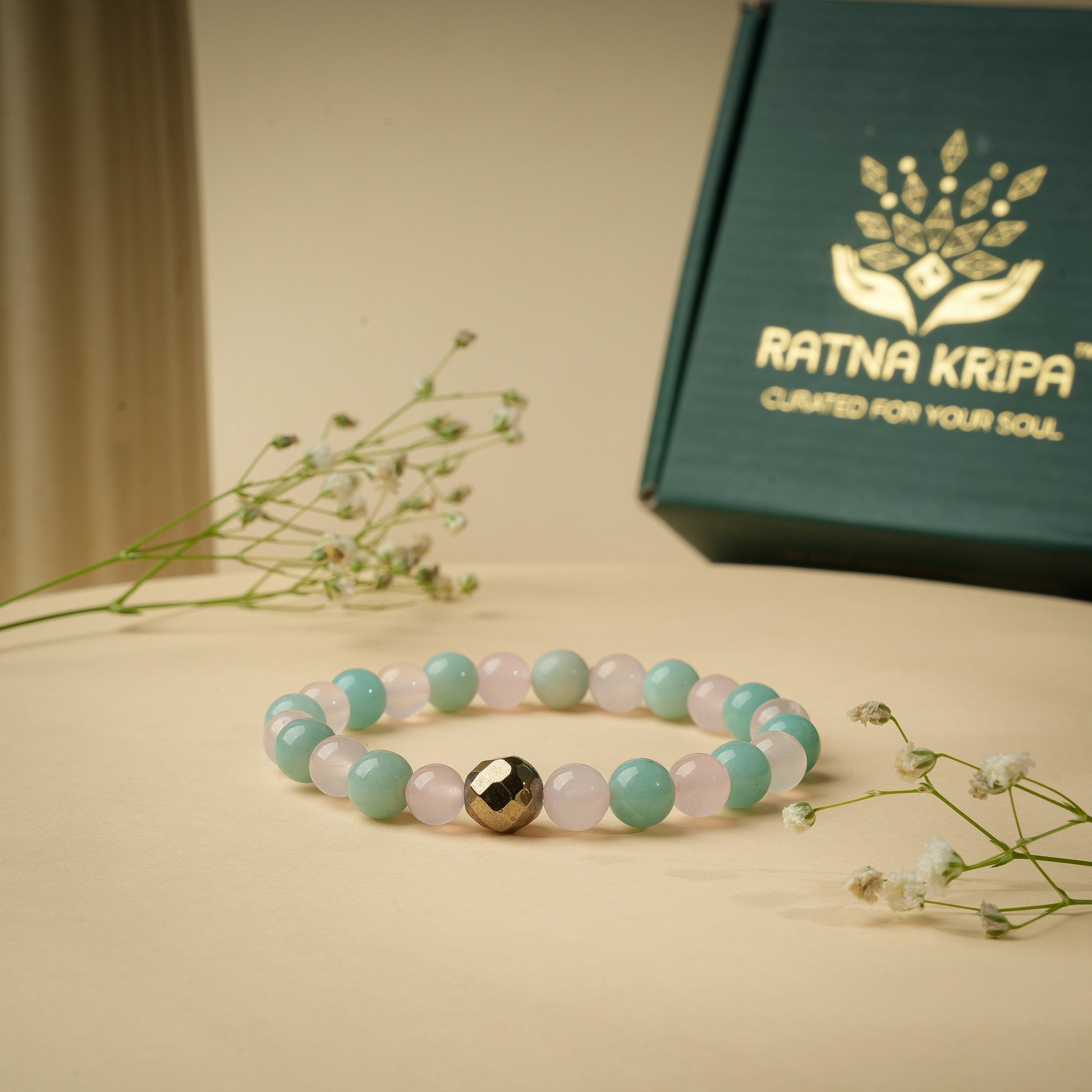 Rose Quartz and Amazonite Combination Bracelet