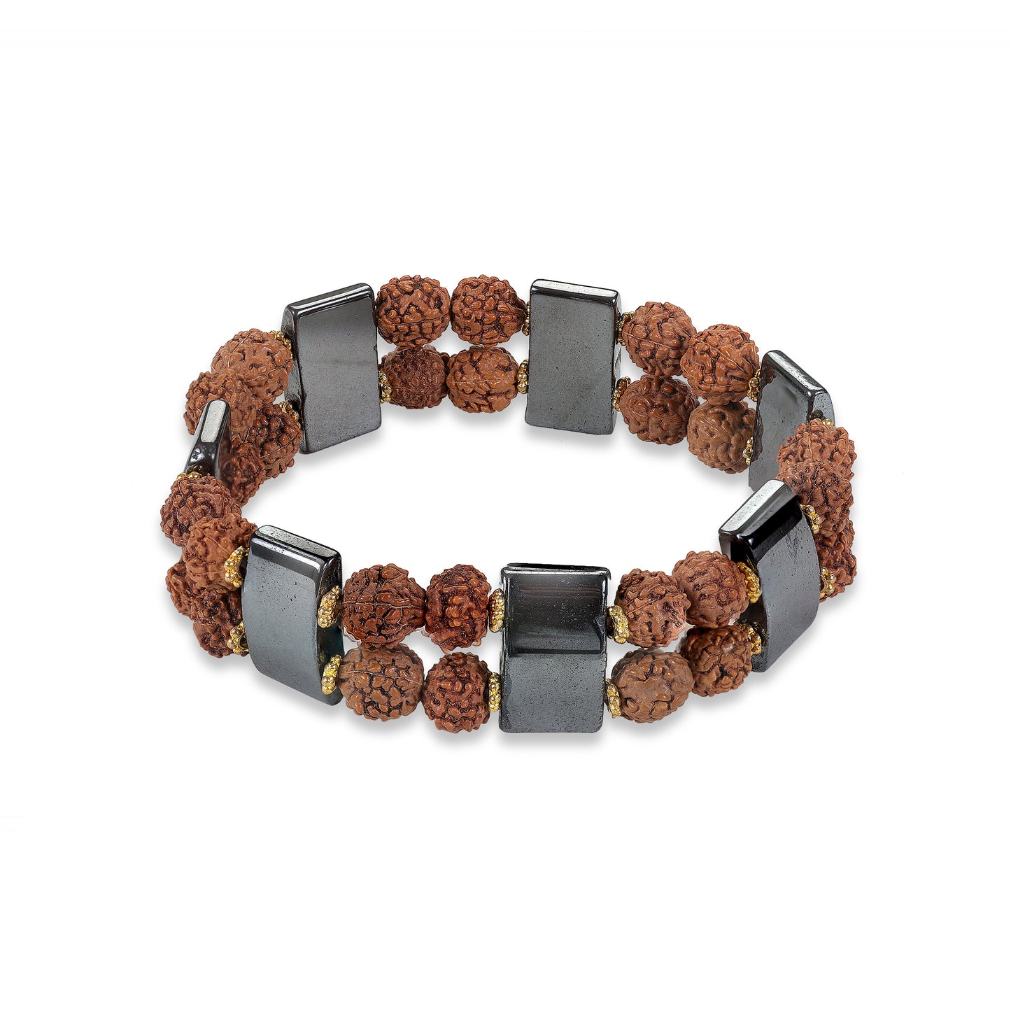 Rudraksha - Hematite Double Layered Bracelet