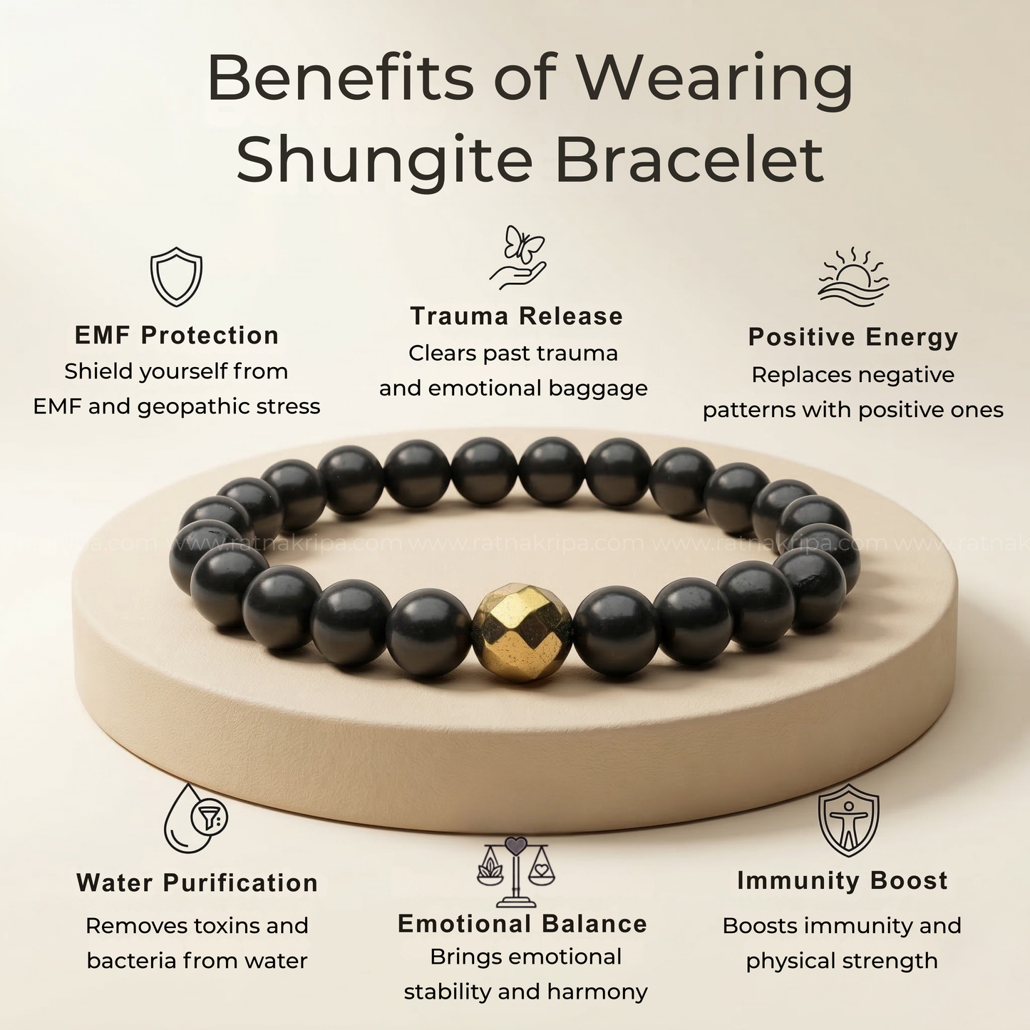 Shungite Bracelet - For Detox and Purification