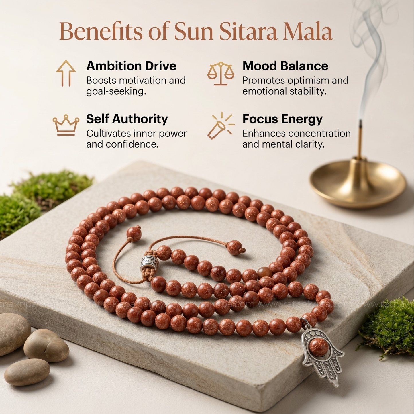 Sun Sitara Japmala 108 Beads -  Confidence & Motivation