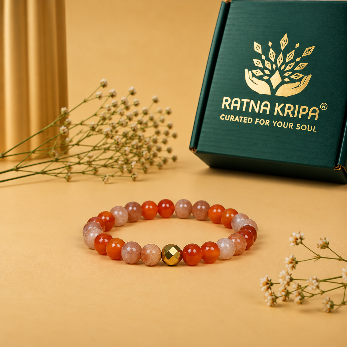 Sunstone & Red Carnelian Bracelet – For Taurus: Confidence, Motivation & Positive Energy