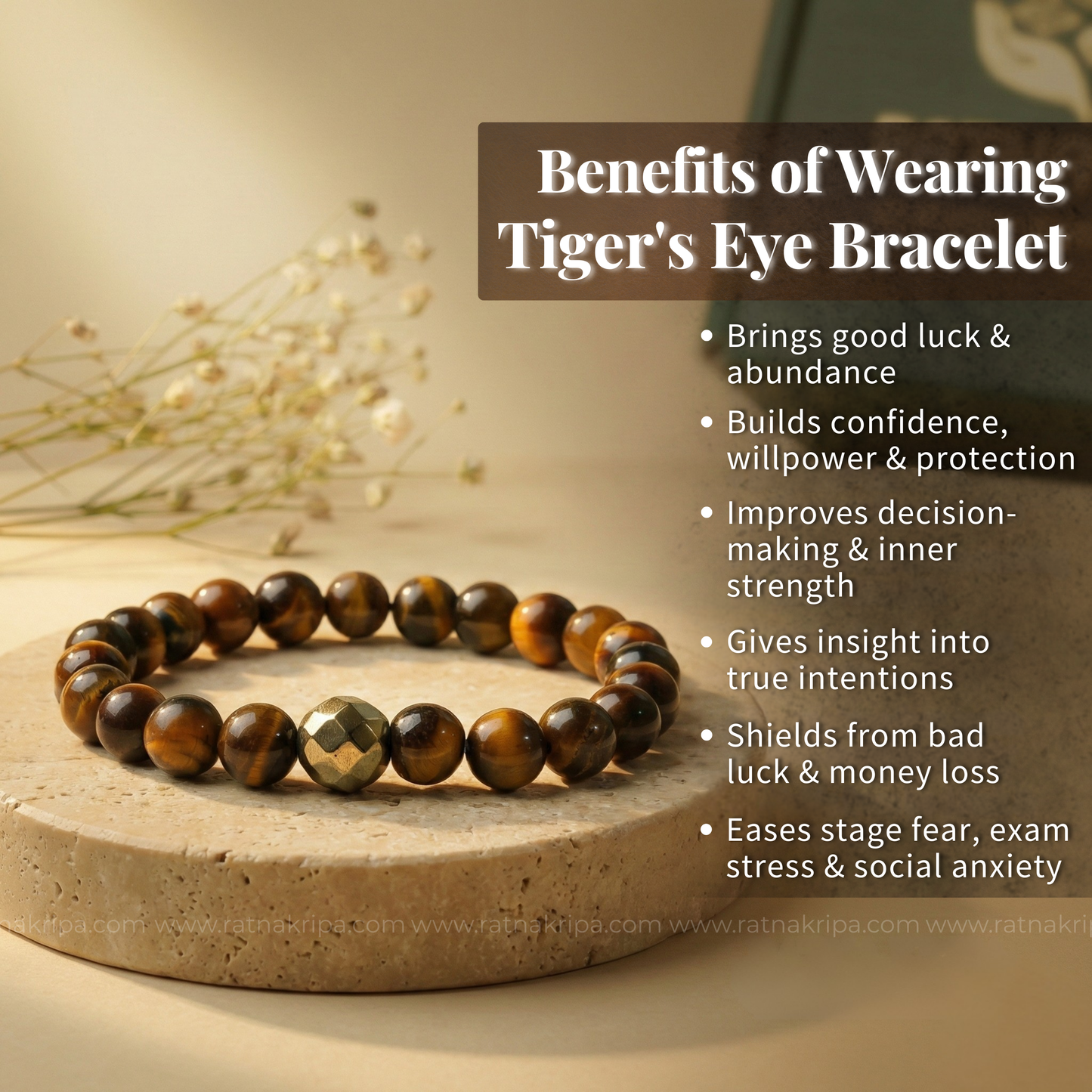 Tiger's Eye Bracelet - For Confidence and Protection