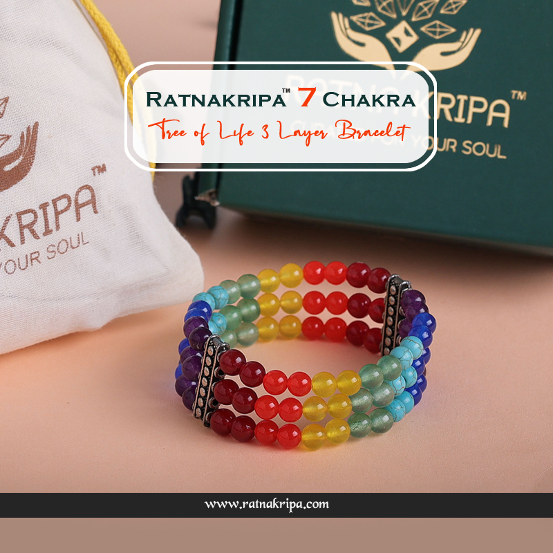 Ratnakripa 7 Chakra Tree of Life Elastic Bracelet