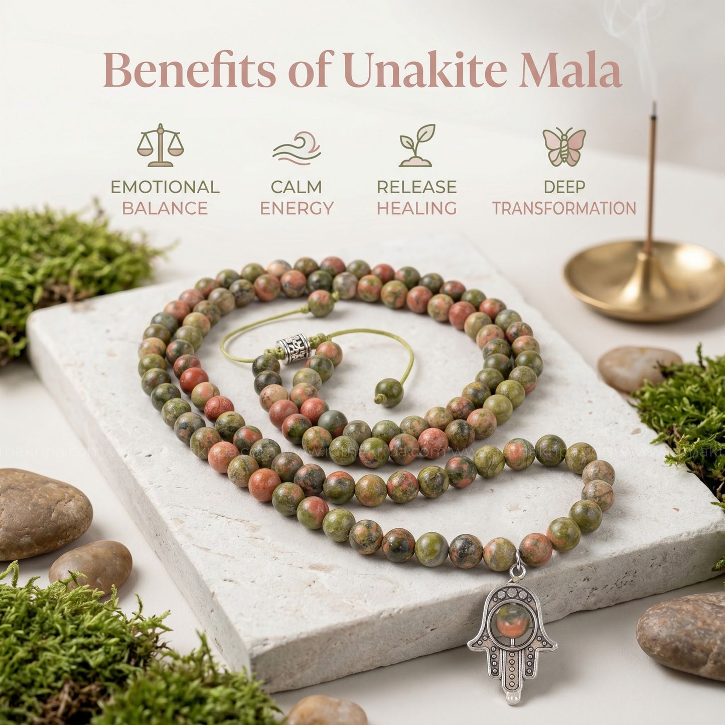 Unakite Mala 108 Beads - Stone of vision