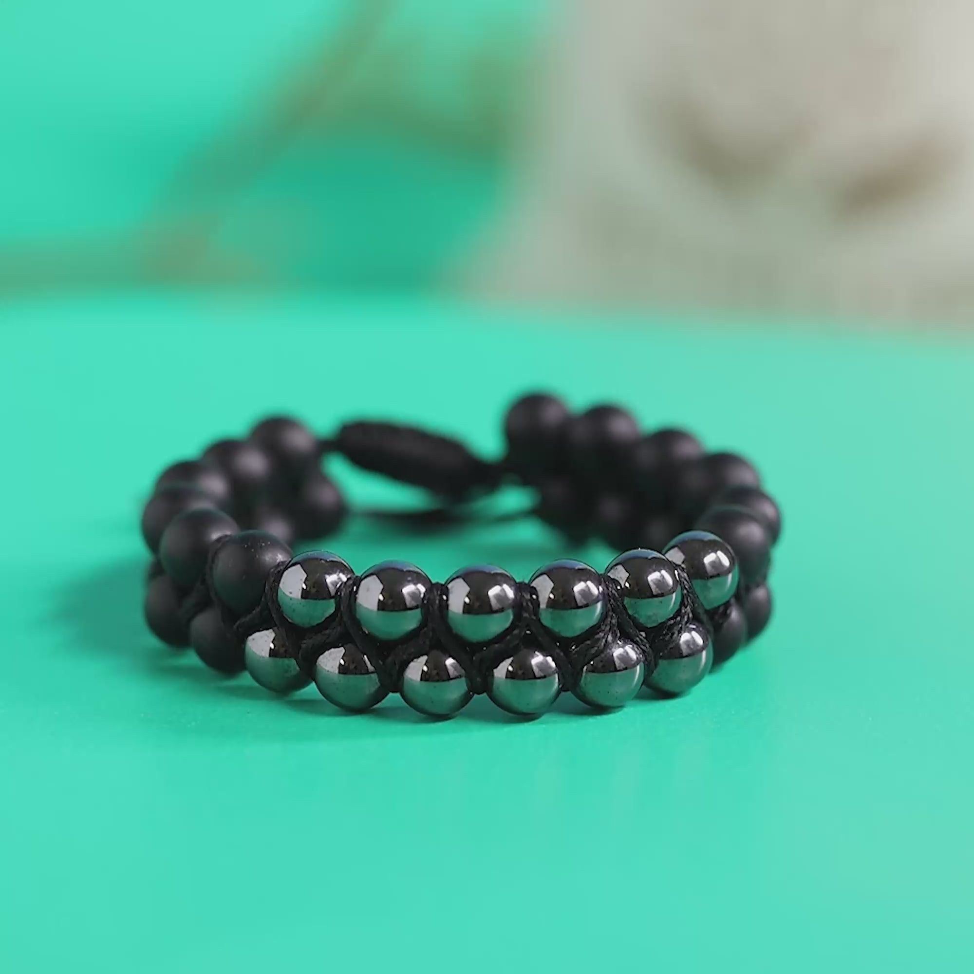 Lava, Hematite Double Layred Bracelet