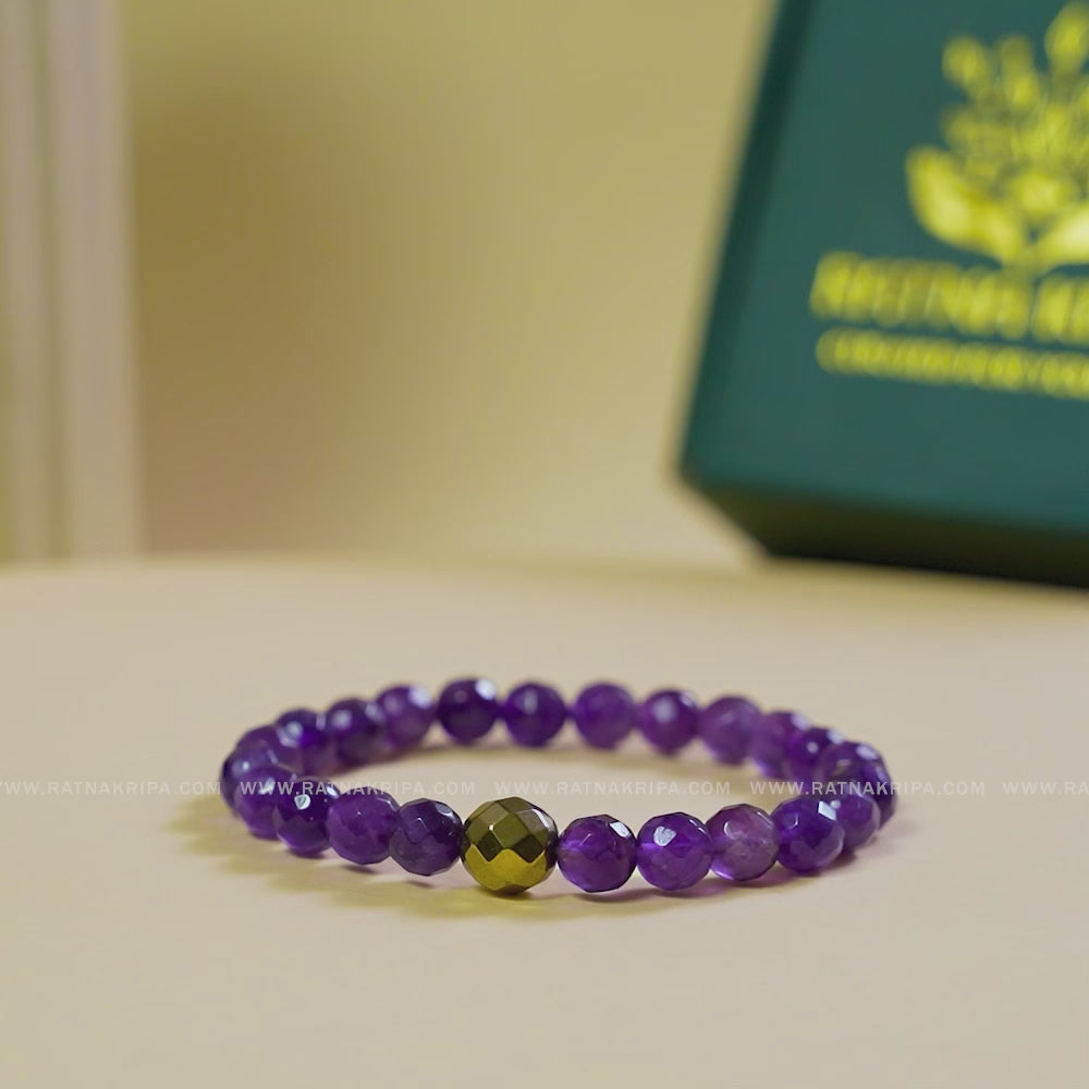Amethyst AA Diamond Cut Bracelet 