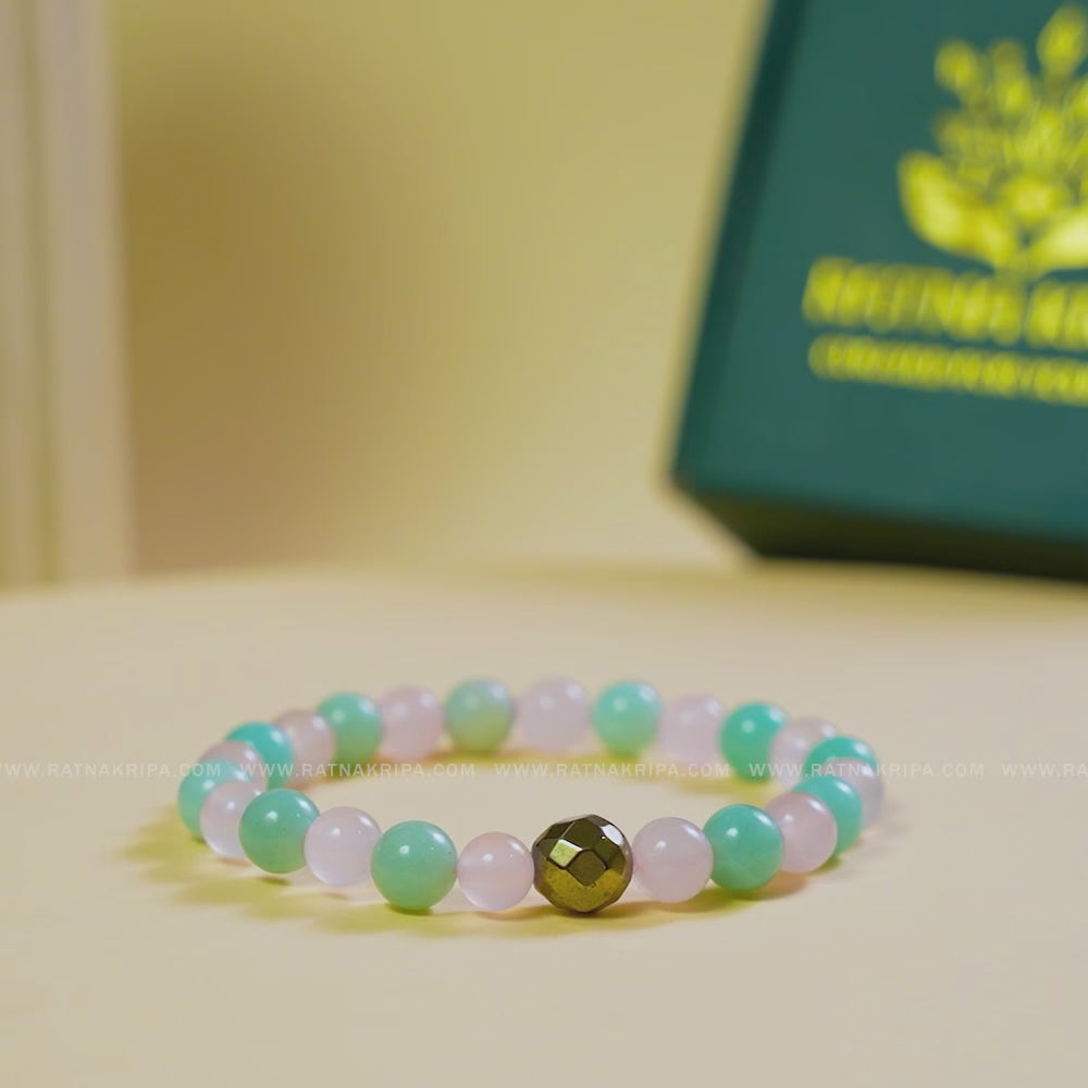 Rose Quartz and Amazonite Combination Bracelet
