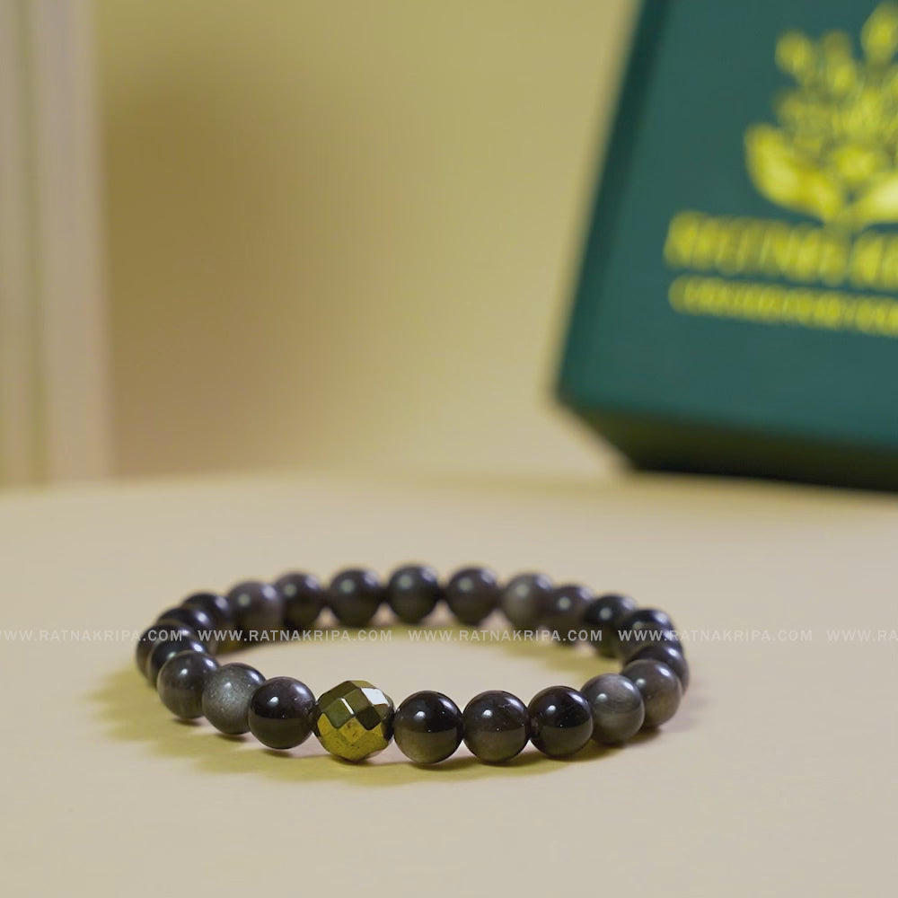 Black Obsidian Silver Bracelet